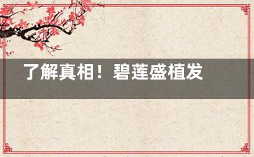 了解真相！碧莲盛植发正规吗？植发医师团队具备多年经验|技术和设备创新升级|服务体验出色！